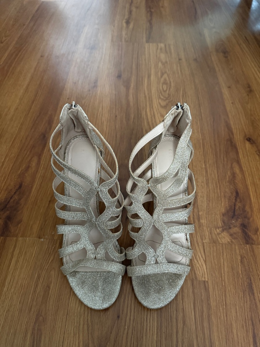Kelly & Katie Women's Glitter Strappy Heels - Champagne